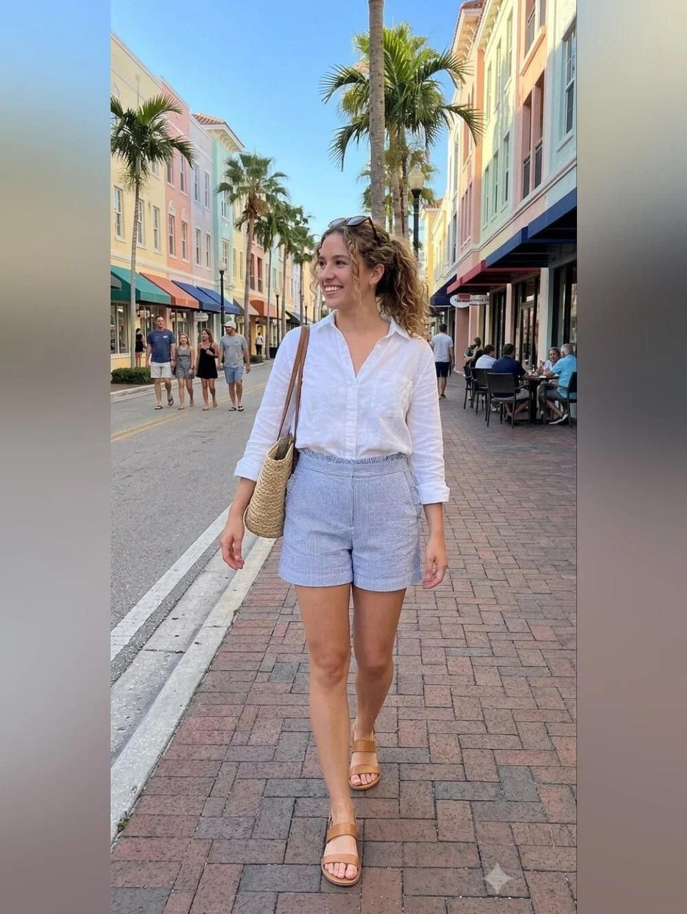 J. Crew Light Blue Seersucker High-Waist Women’s Shorts